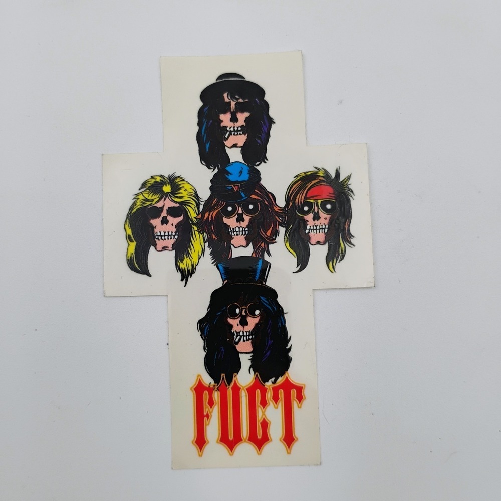 FUCT Vintage 1990 Sticker Guns N Roses GNR Skull Cross Rare Skate Streetwear VTG